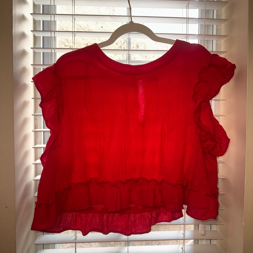 Red Ruffled Blouse and skort set